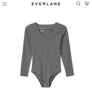 Everlane Long Sleeve V-Neck Striped Bodysuit